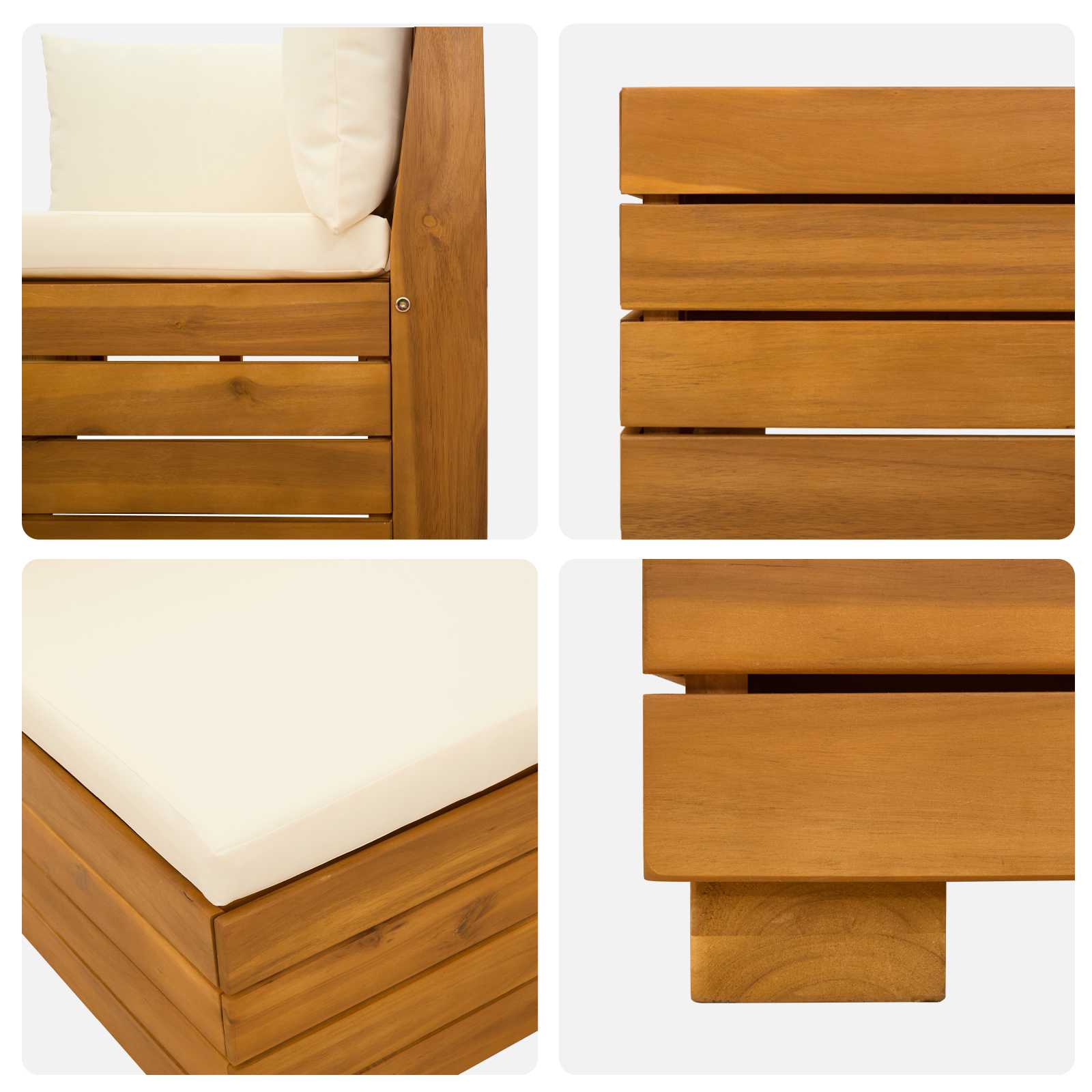Outdoor-Sofagarnitur mit Kissen 3 Stück Braun Massivholz Akazie