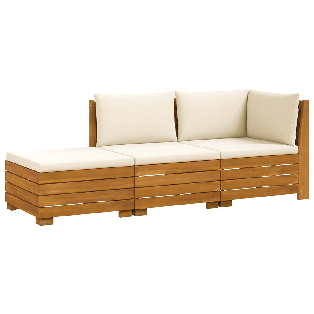 Outdoor-Sofagarnitur mit Kissen 3 Stück Braun Massivholz Akazie