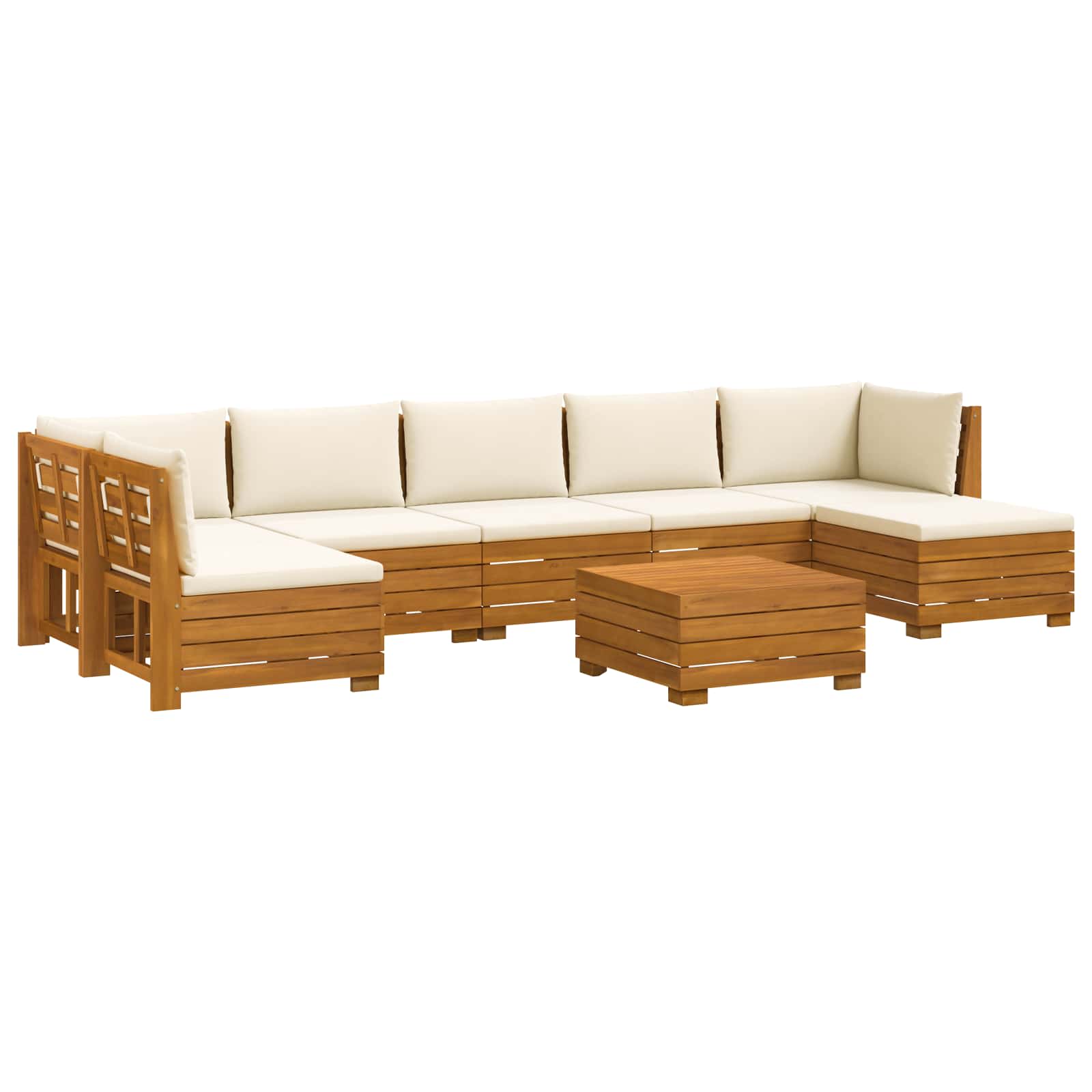 Outdoor-Sofagarnitur mit Kissen 8 Stück Braun Massivholz Akazie