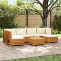 Outdoor-Sofagarnitur mit Kissen 7 Stück Braun Massivholz Akazie