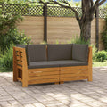Outdoor-Sofagarnitur mit Kissen 2 Stück Braun Massivholz Akazie