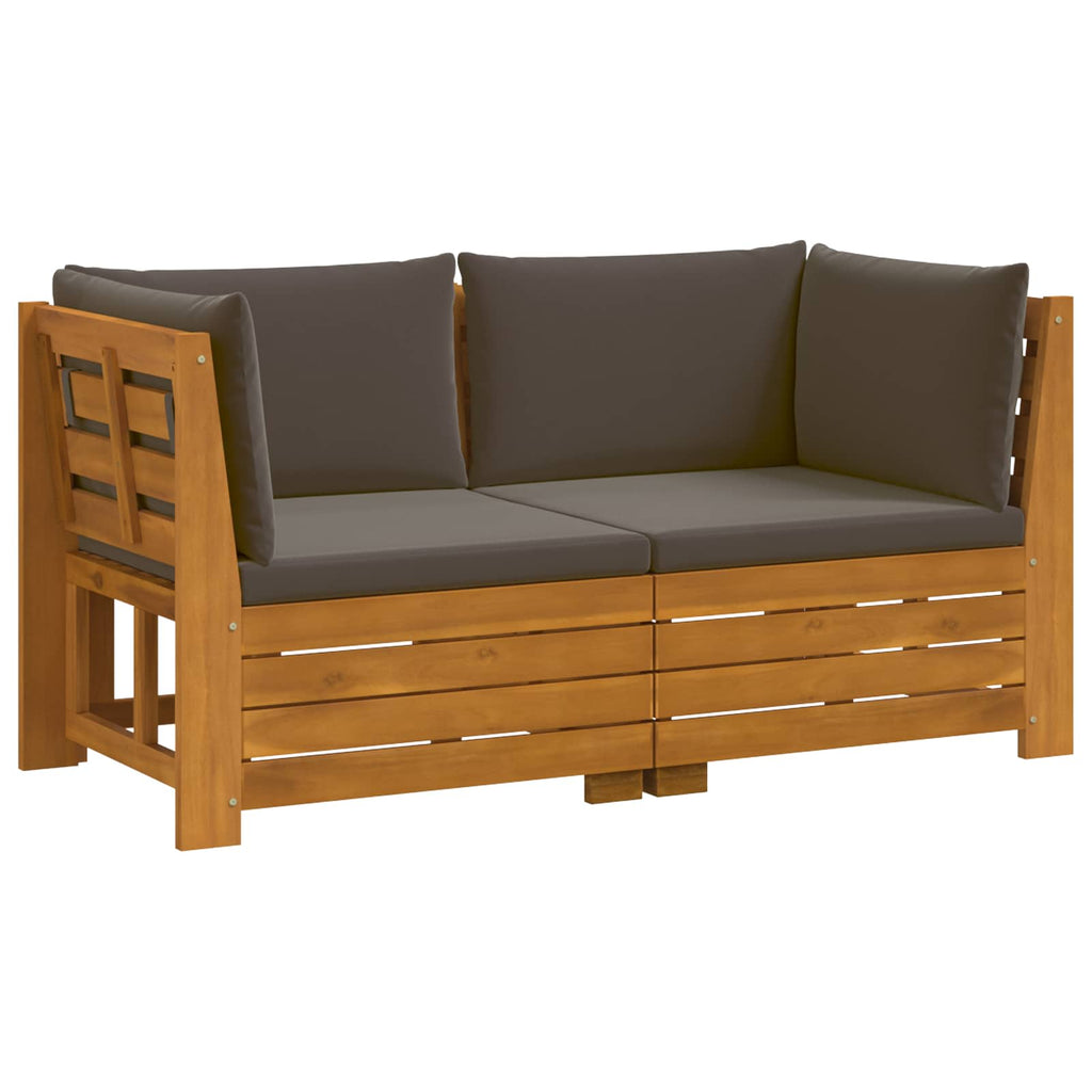 Outdoor-Sofagarnitur mit Kissen 2 Stück Braun Massivholz Akazie