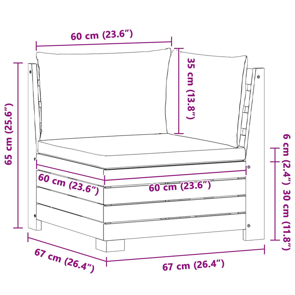 Outdoor-Sofagarnitur mit Kissen 2 Stück Braun Massivholz Akazie