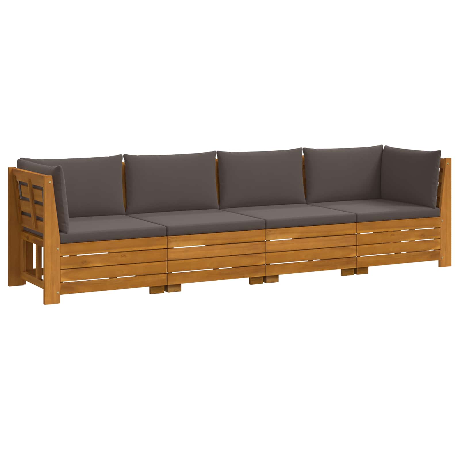Outdoor-Sofagarnitur mit Kissen 4 Stück Braun Massivholz Akazie