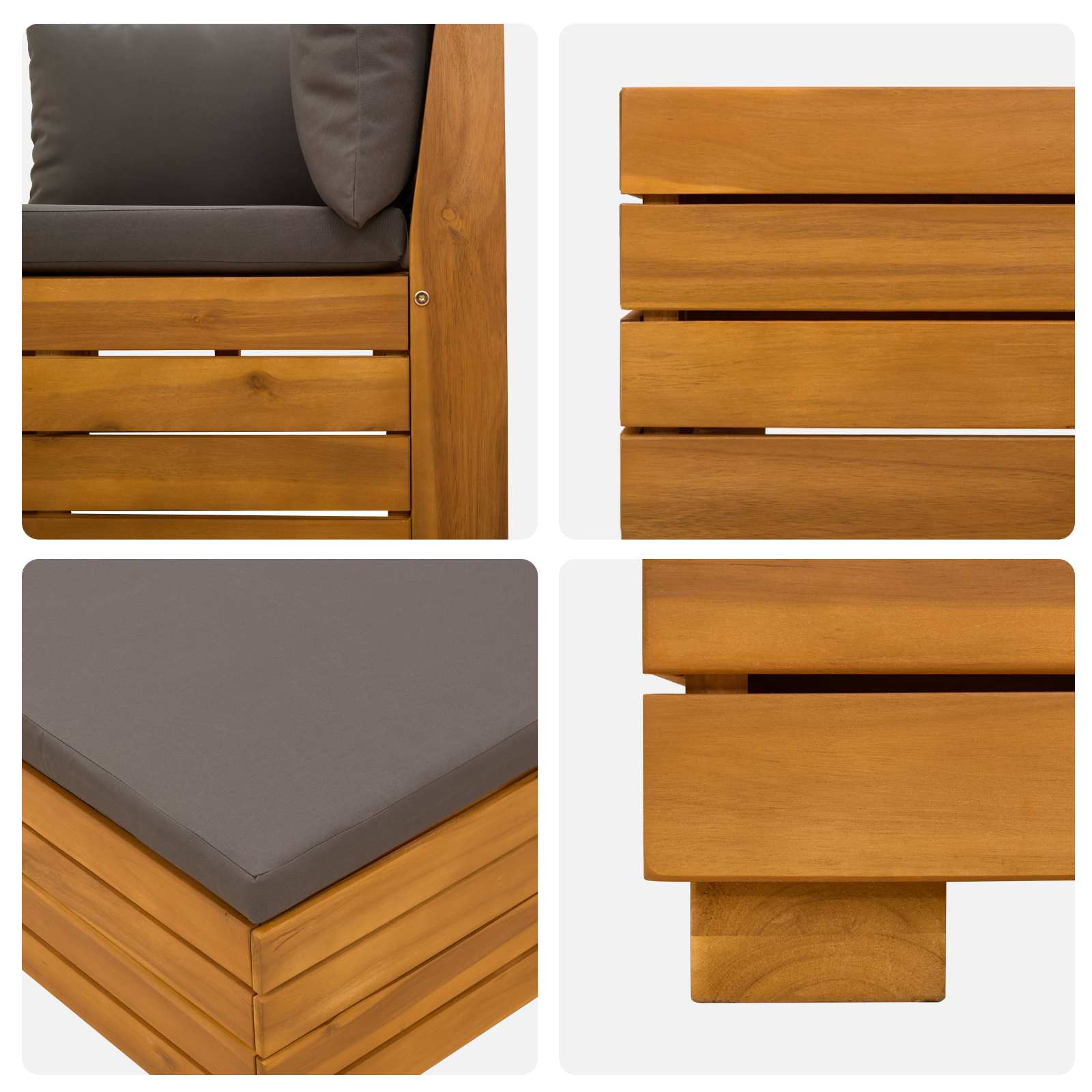 Outdoor-Sofagarnitur mit Kissen 6 Stück Braun Massivholz Akazie