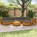 Outdoor-Sofagarnitur 11 Stück Braun Massivholz Akazie