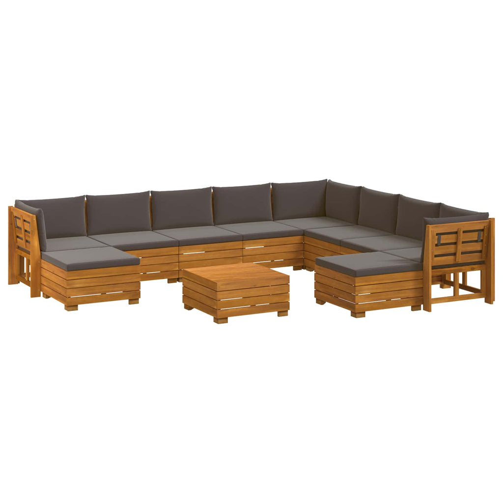 Outdoor-Sofagarnitur 11 Stück Braun Massivholz Akazie