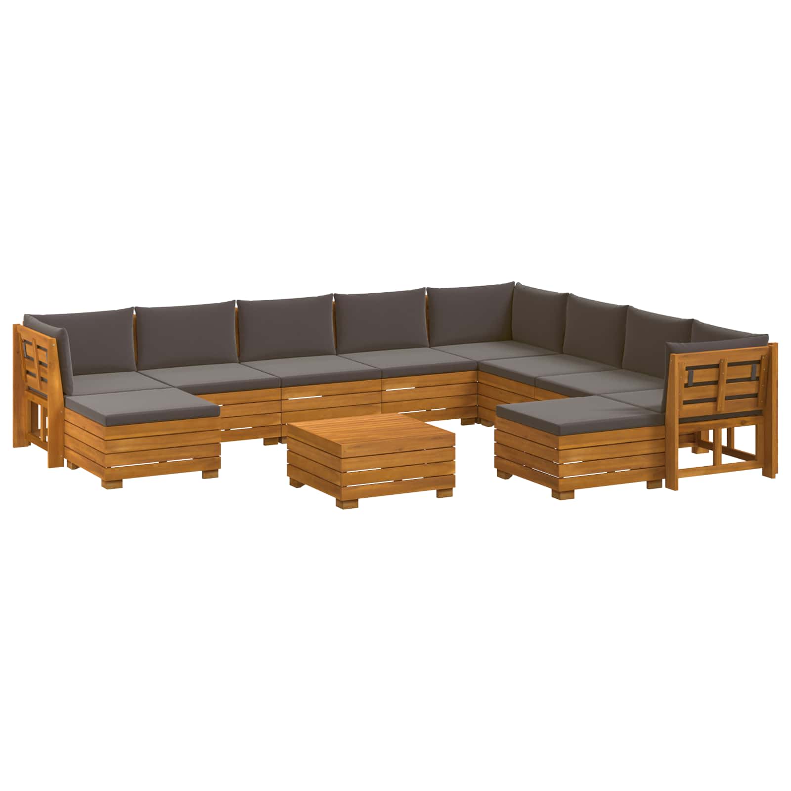 Outdoor-Sofagarnitur 11 Stück Braun Massivholz Akazie