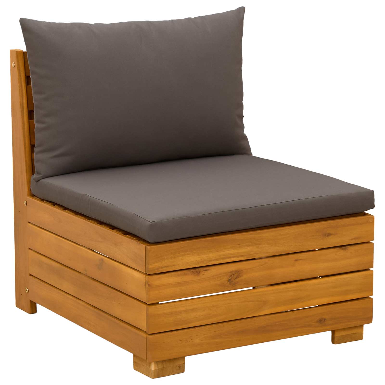 Outdoor-Sofagarnitur mit Kissen 3 Stück Braun Massivholz Akazie
