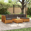Outdoor-Sofagarnitur mit Kissen 7 Stück Braun Massivholz Akazie