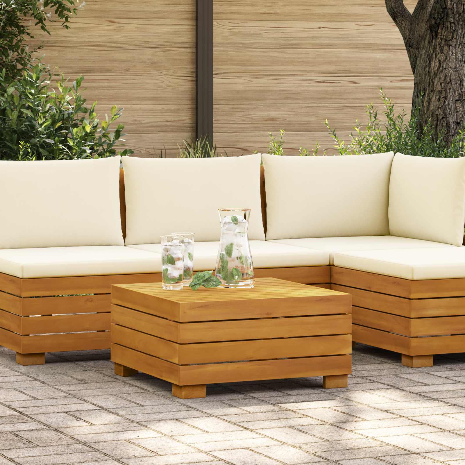 Garten-Beistelltisch Massivholz Akazie Braun 60 x 60 x 30 cm