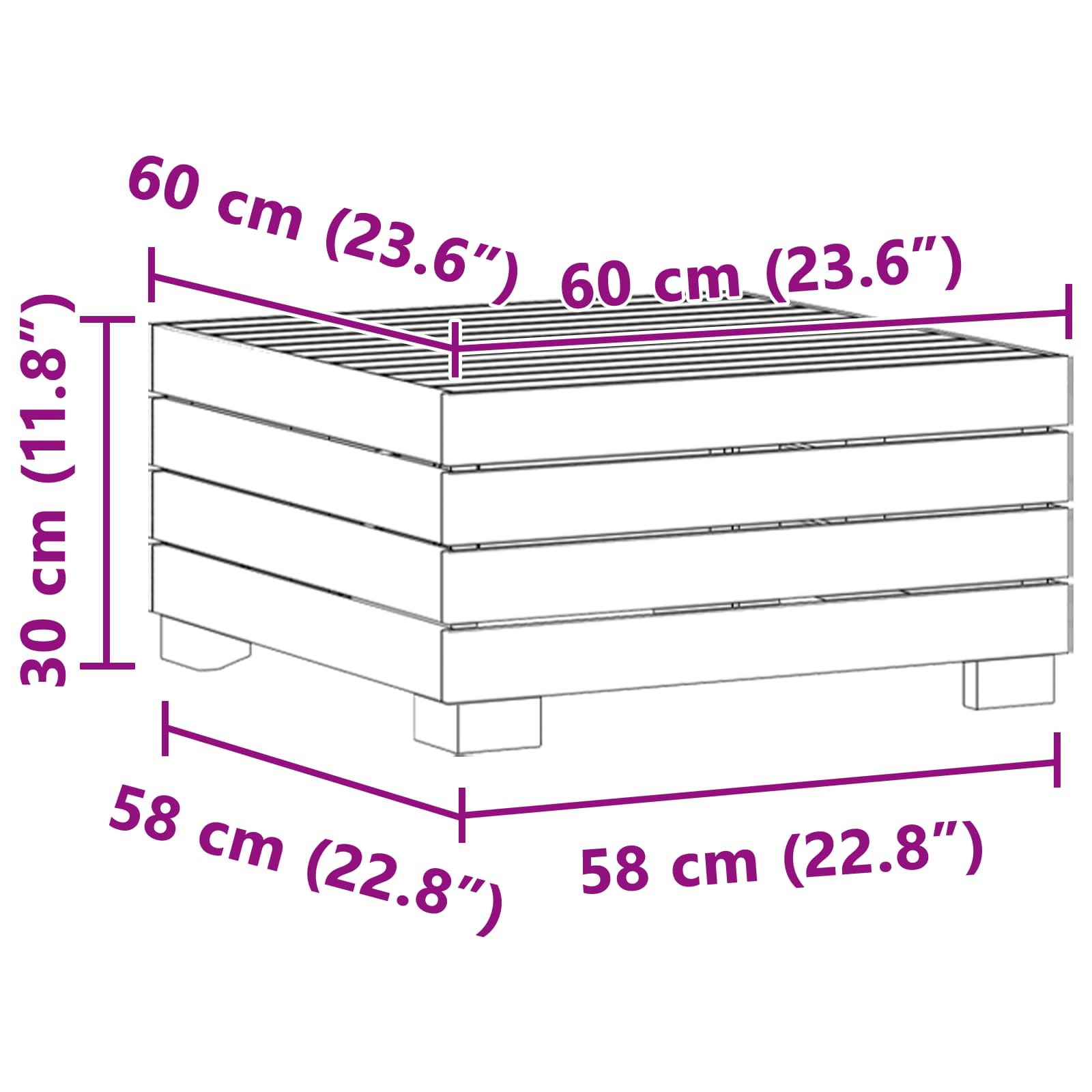 Garten-Beistelltisch Massivholz Akazie Braun 60 x 60 x 30 cm