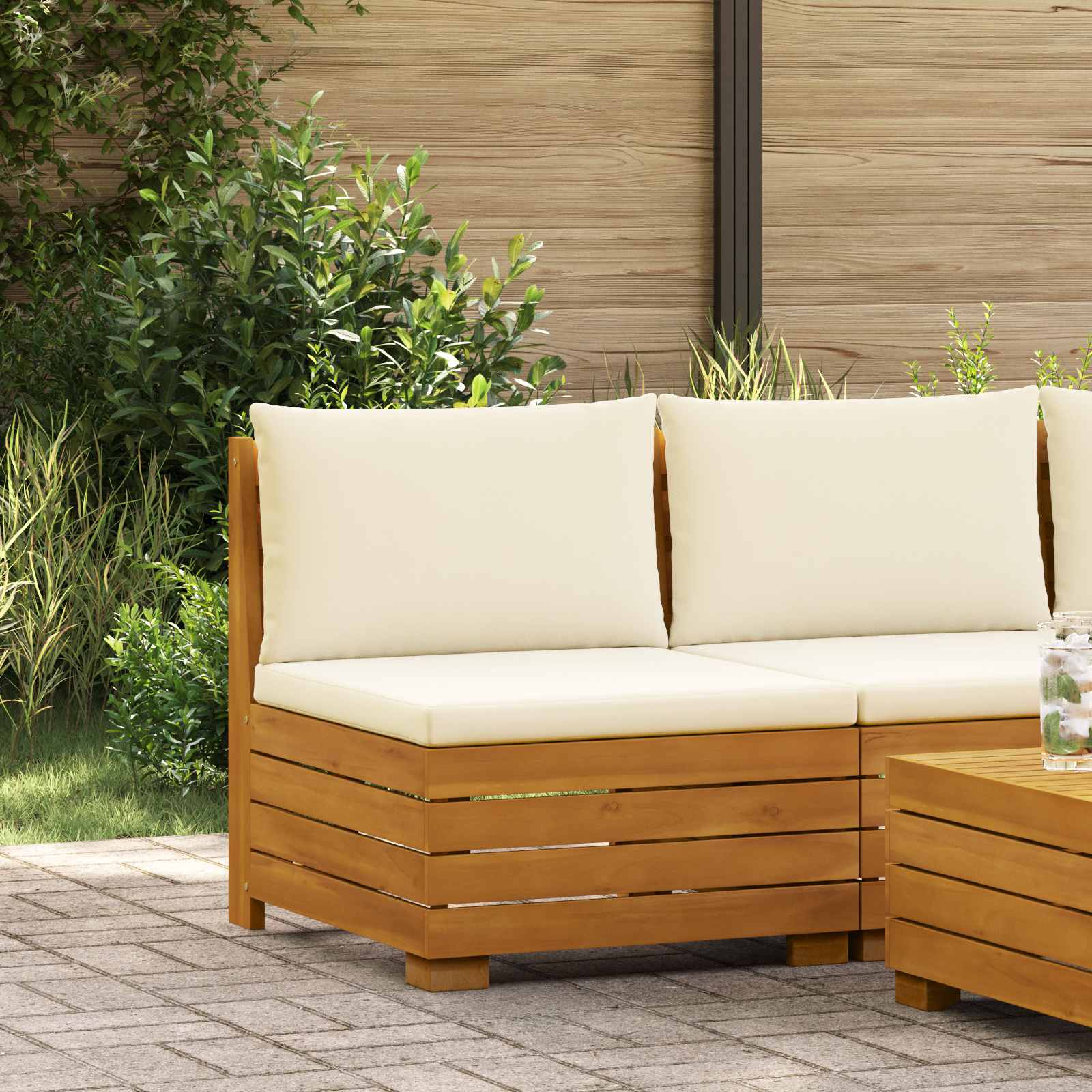 Garten Mittelssofa Massivholz Akazie Braun