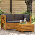 2-tlg. Garten-Lounge-Set aus massivem Akazienholz Braun