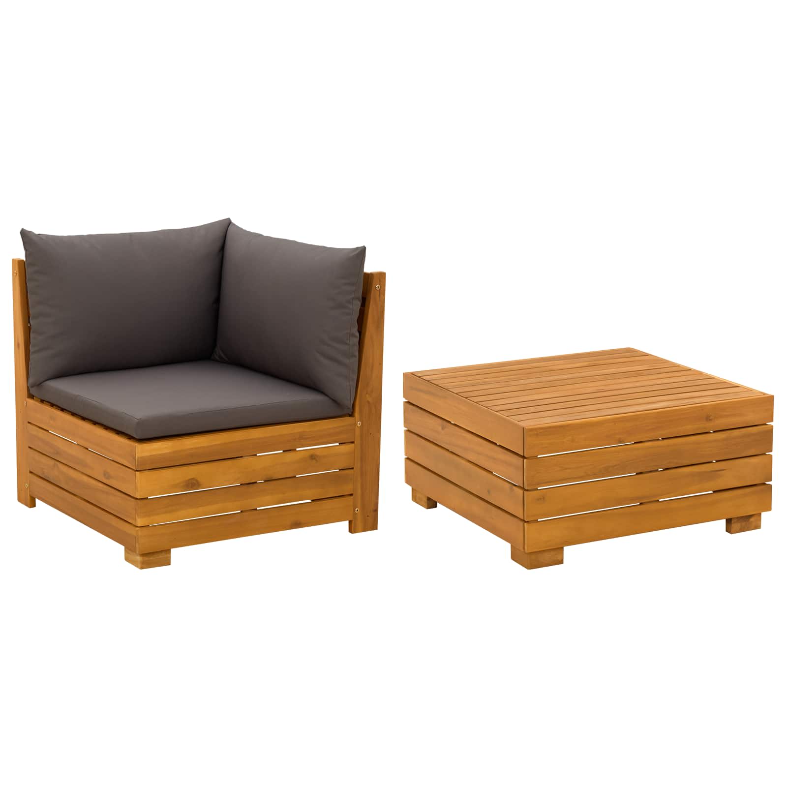 2-tlg. Garten-Lounge-Set aus massivem Akazienholz Braun