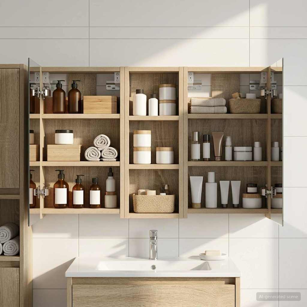 Badezimmerschrank-Set 3 pcs 80 x 10,5 x 50 cm Holzwerkstoff