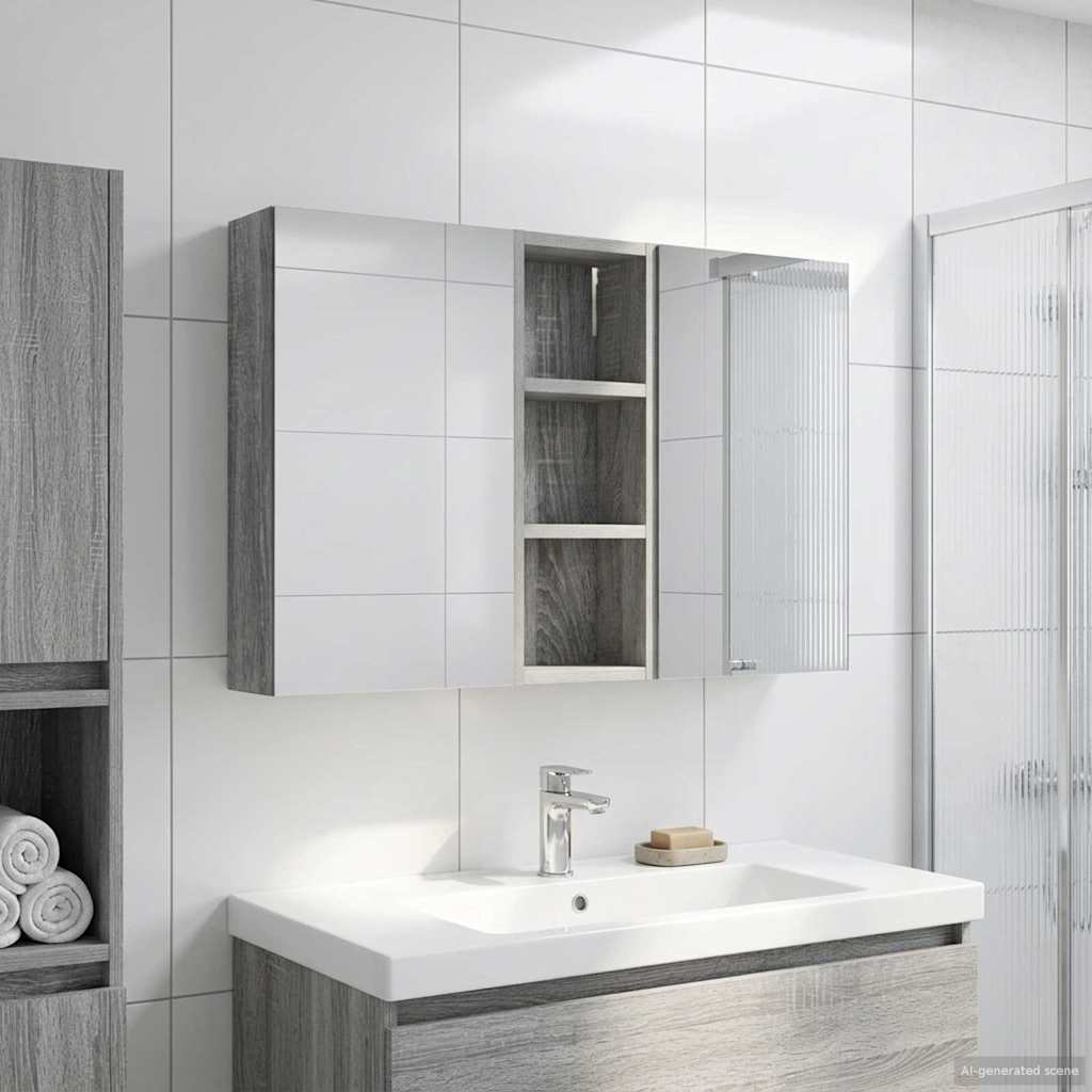 Badezimmerschrank-Set 3 pcs 80 x 10,5 x 50 cm Holzwerkstoff