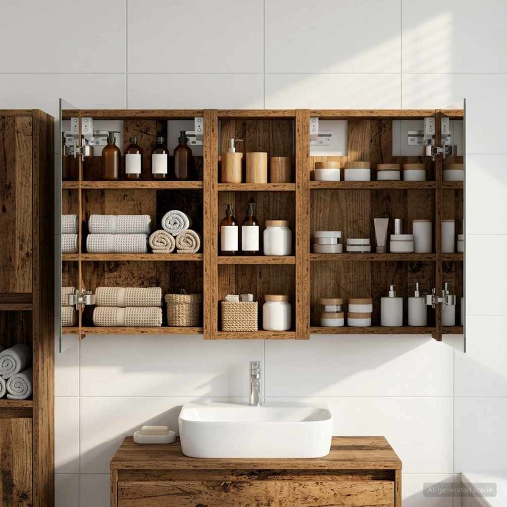 Badezimmerschrank-Set 3 pcs 80 x 10,5 x 50 cm Holzwerkstoff