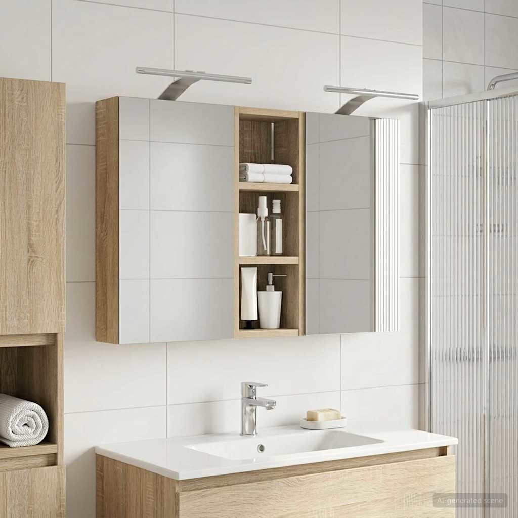 Badezimmerschrank-Set 3 pcs 80 x 10,5 x 50 cm Holzwerkstoff