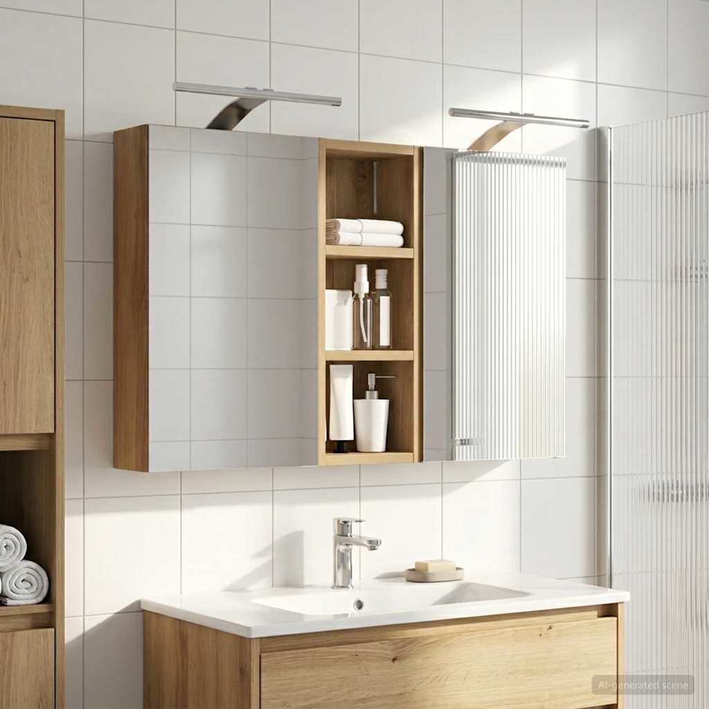 Badezimmerschrank-Set 3 pcs 80 x 10,5 x 50 cm Holzwerkstoff