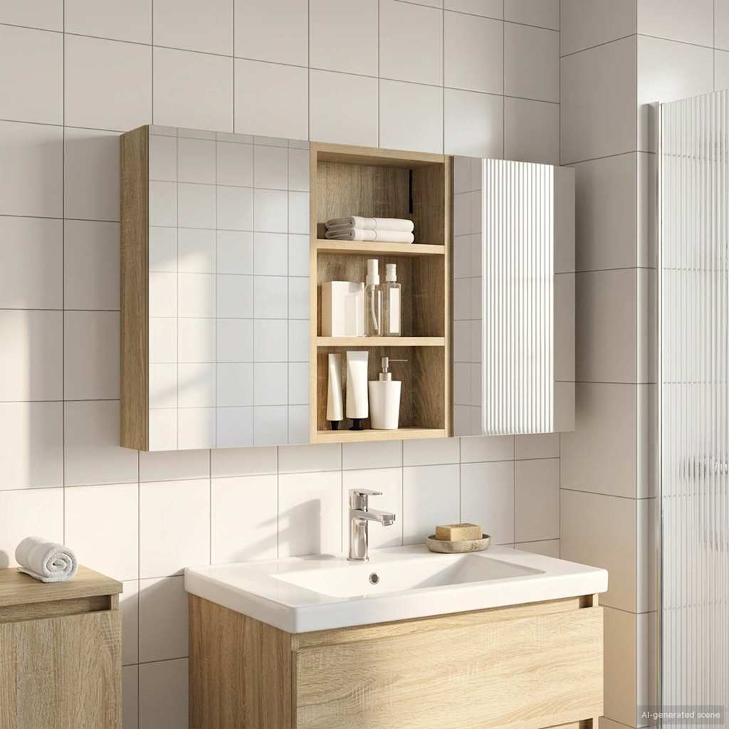 Badezimmerschrank-Set 3 pcs 90 x 10,5 x 50 cm Holzwerkstoff