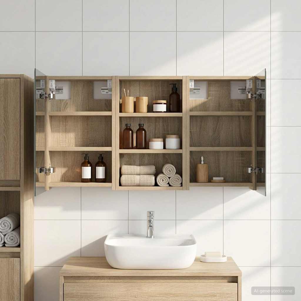 Badezimmerschrank-Set 3 pcs 90 x 10,5 x 50 cm Holzwerkstoff