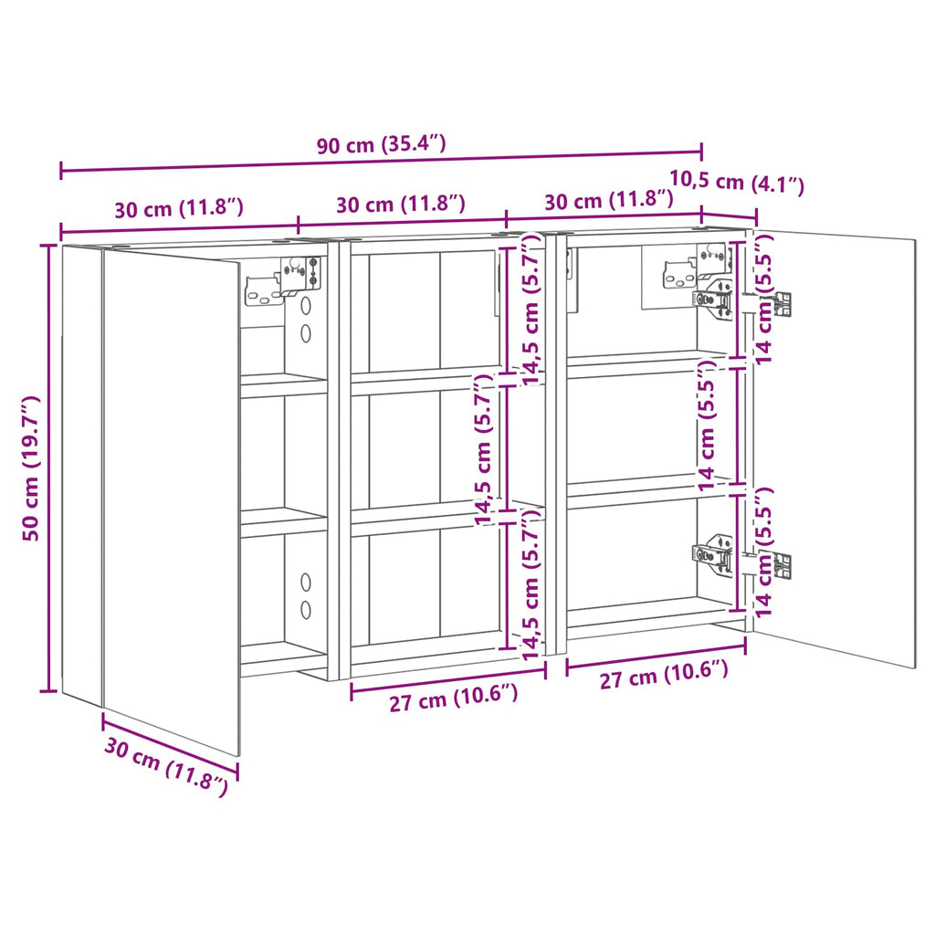 Badezimmerschrank-Set 3 pcs 90 x 10,5 x 50 cm Holzwerkstoff