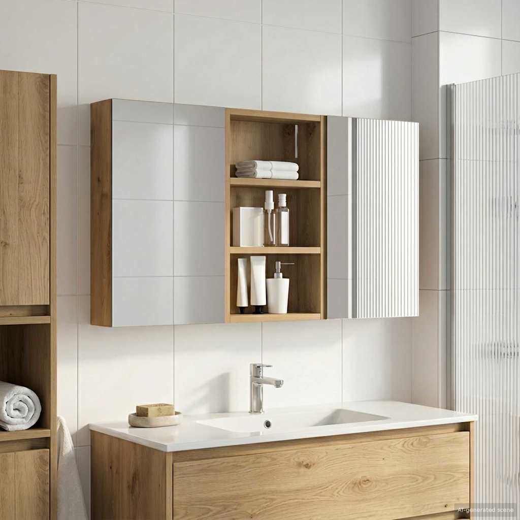 Badezimmerschrank-Set 3 pcs 90 x 10,5 x 50 cm Holzwerkstoff