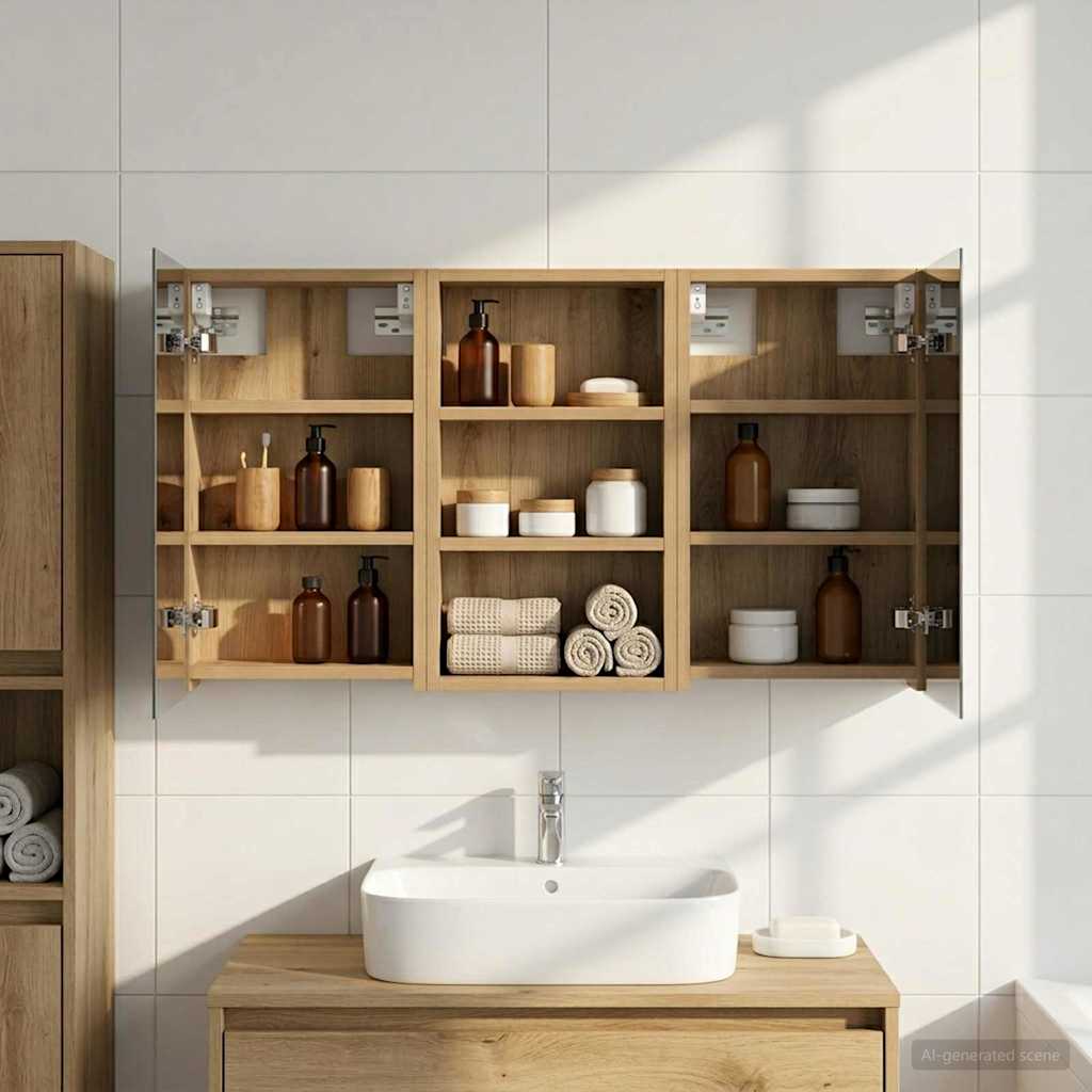 Badezimmerschrank-Set 3 pcs 90 x 10,5 x 50 cm Holzwerkstoff