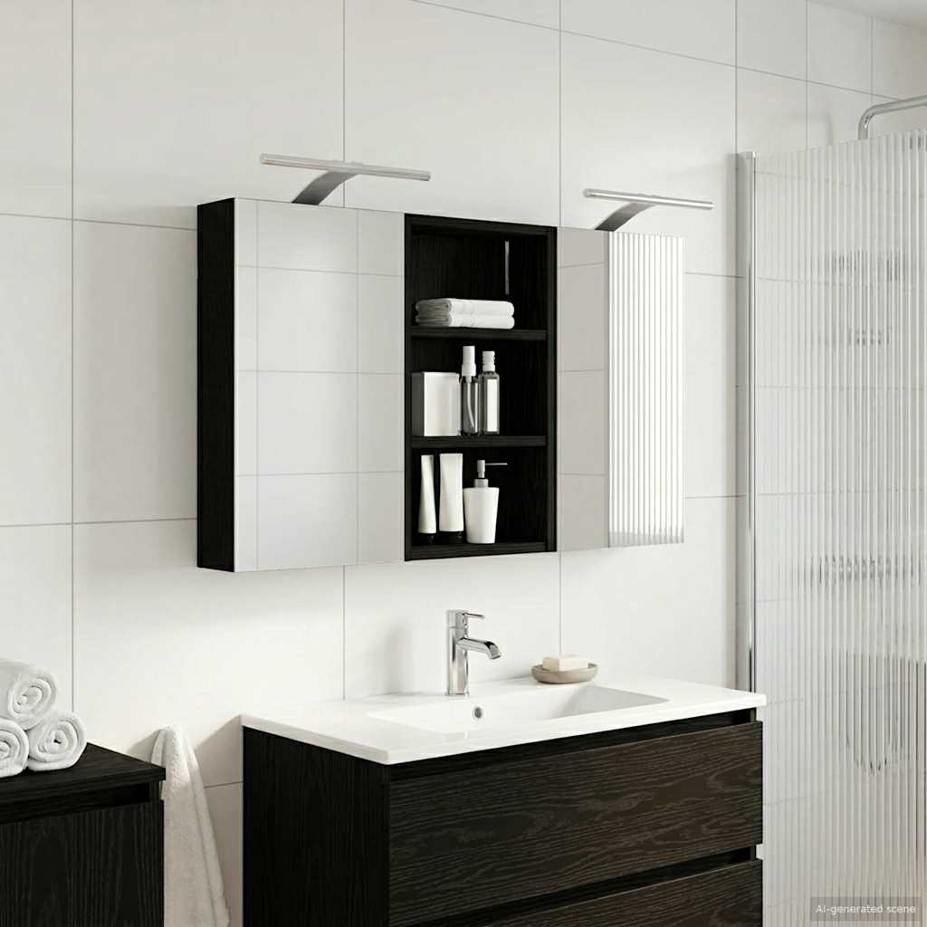 Badezimmerschrank-Set 3 pcs 90 x 10,5 x 50 cm Holzwerkstoff