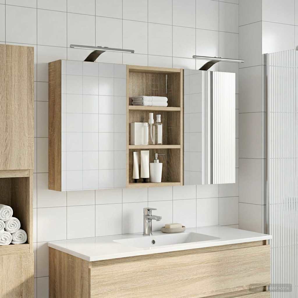 Badezimmerschrank-Set 3 pcs 90 x 10,5 x 50 cm Holzwerkstoff