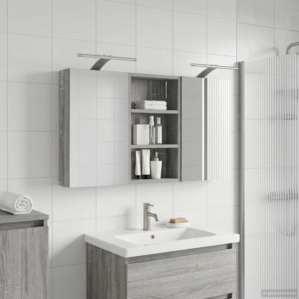 Badezimmerschrank-Set 3 pcs 90 x 10,5 x 50 cm Holzwerkstoff