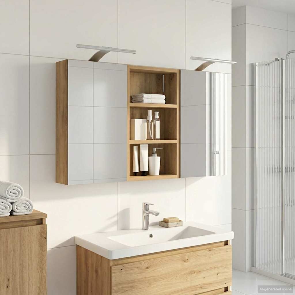 Badezimmerschrank-Set 3 pcs 90 x 10,5 x 50 cm Holzwerkstoff