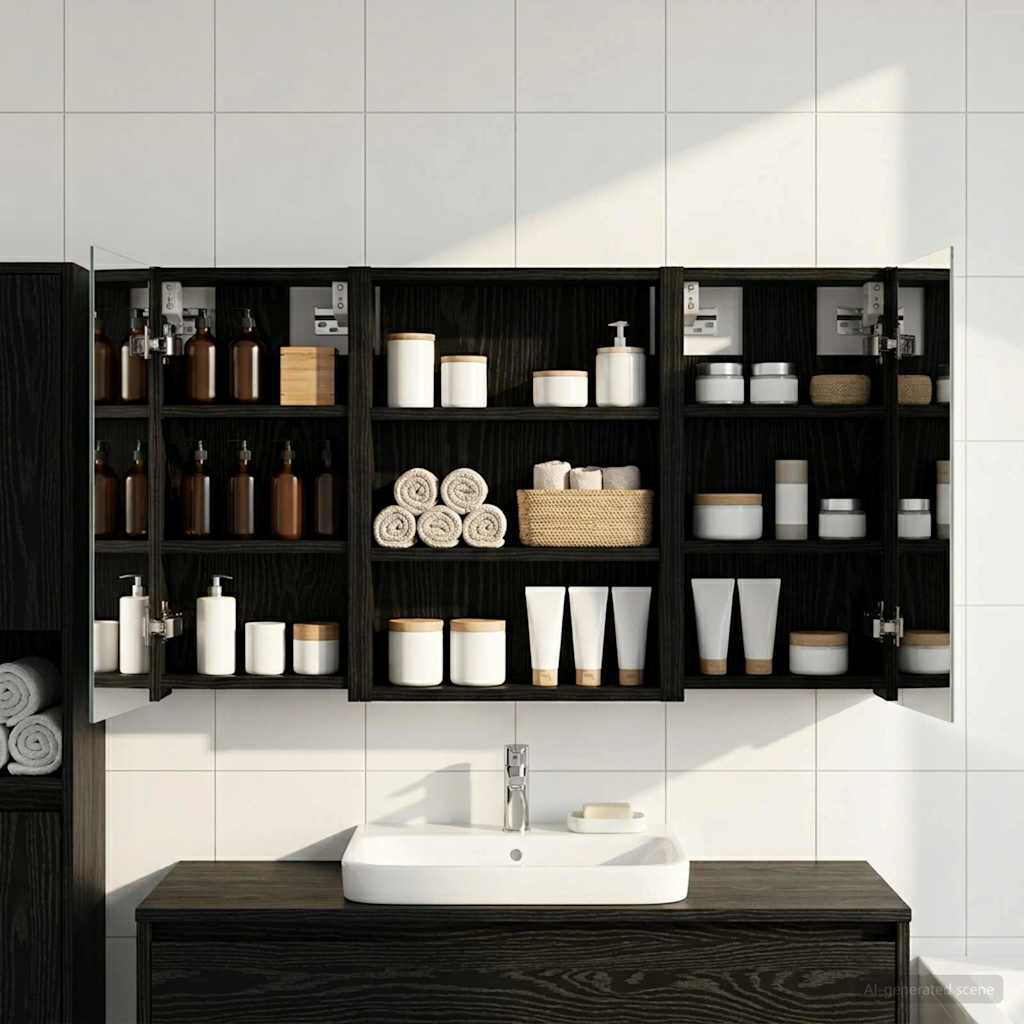 Badezimmerschrank-Set 3 pcs 100 x 10,5 x 50 cm Holzwerkstoff