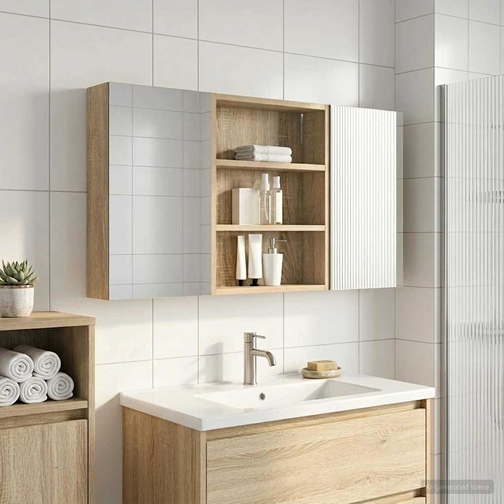 Badezimmerschrank-Set 3 pcs 100 x 10,5 x 50 cm Holzwerkstoff