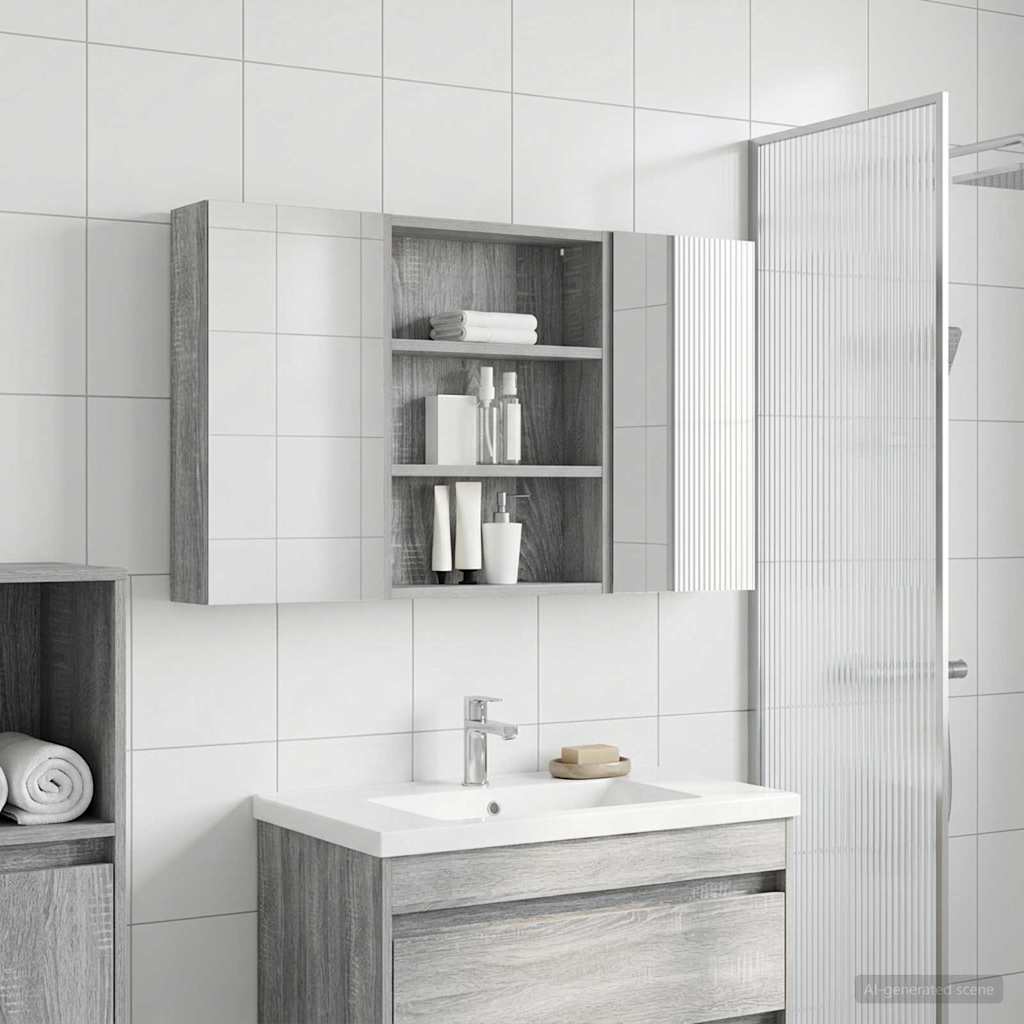 Badezimmerschrank-Set 3 pcs 100 x 10,5 x 50 cm Holzwerkstoff