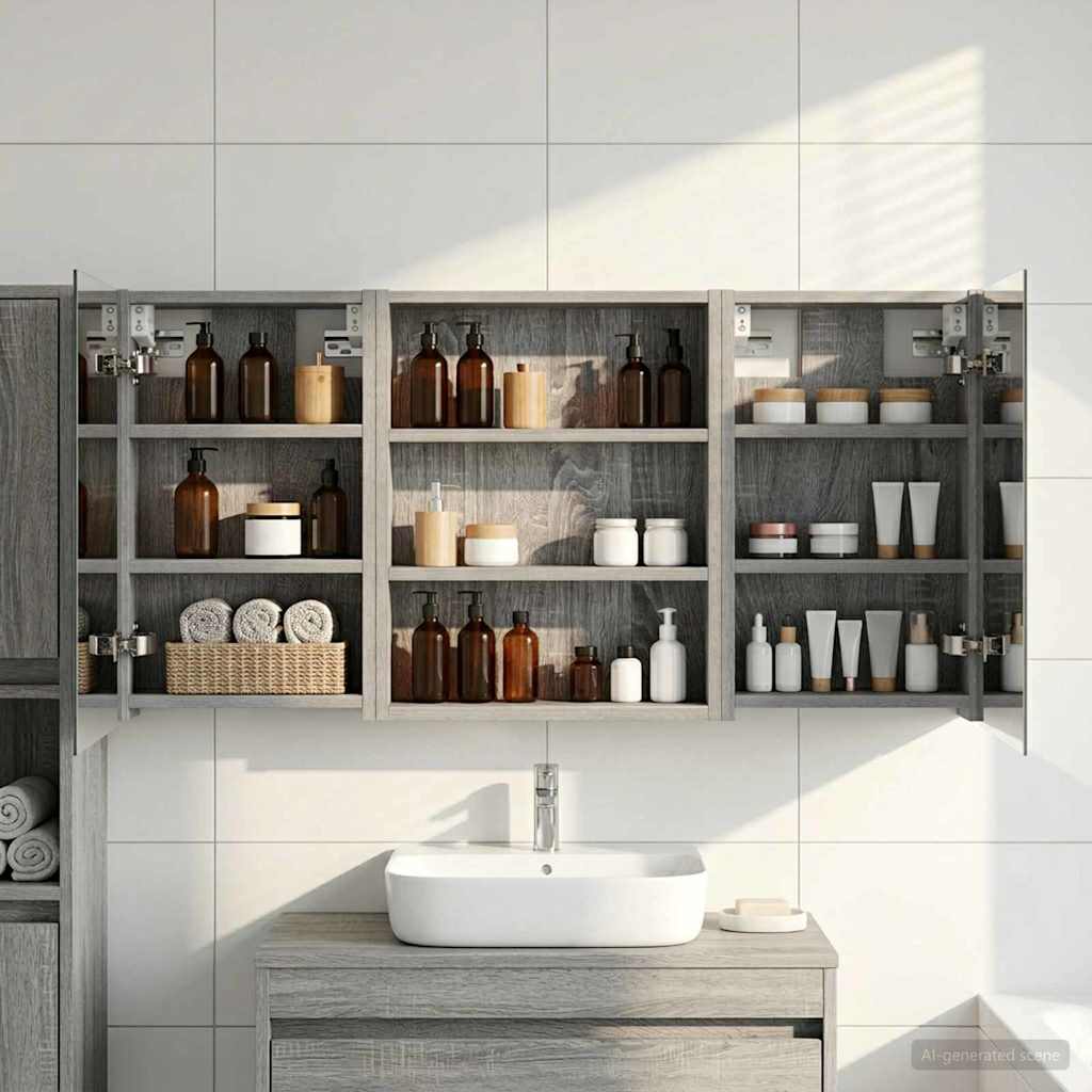 Badezimmerschrank-Set 3 pcs 100 x 10,5 x 50 cm Holzwerkstoff