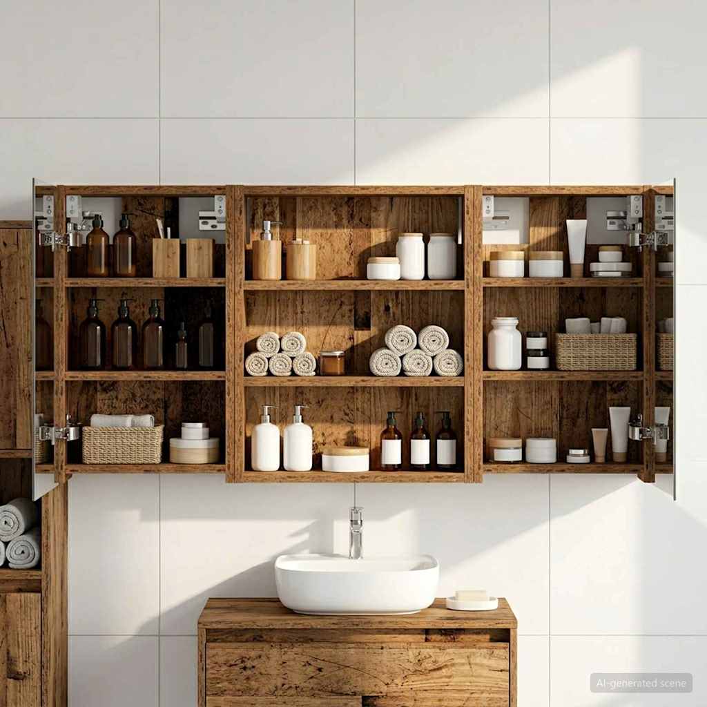 Badezimmerschrank-Set 3 pcs 100 x 10,5 x 50 cm Holzwerkstoff