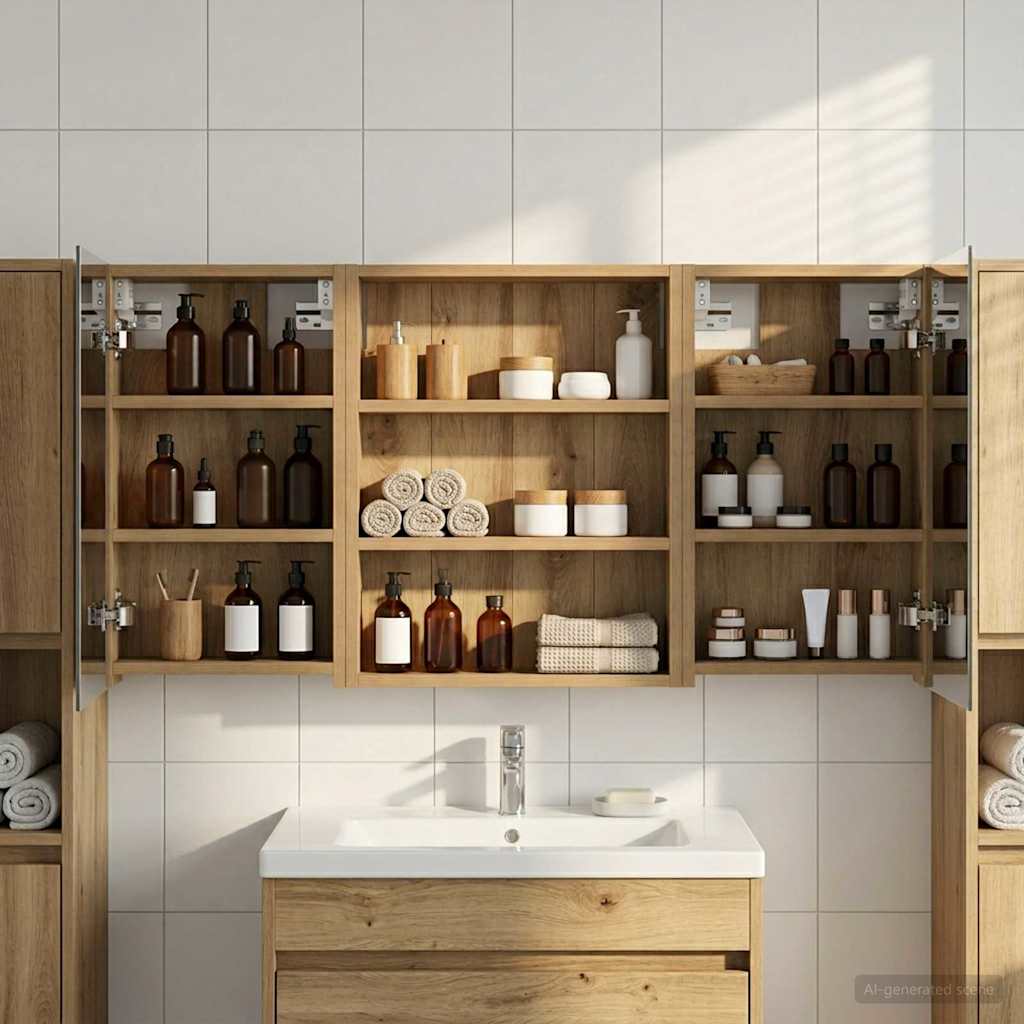 Badezimmerschrank-Set 3 pcs 100 x 10,5 x 50 cm Holzwerkstoff