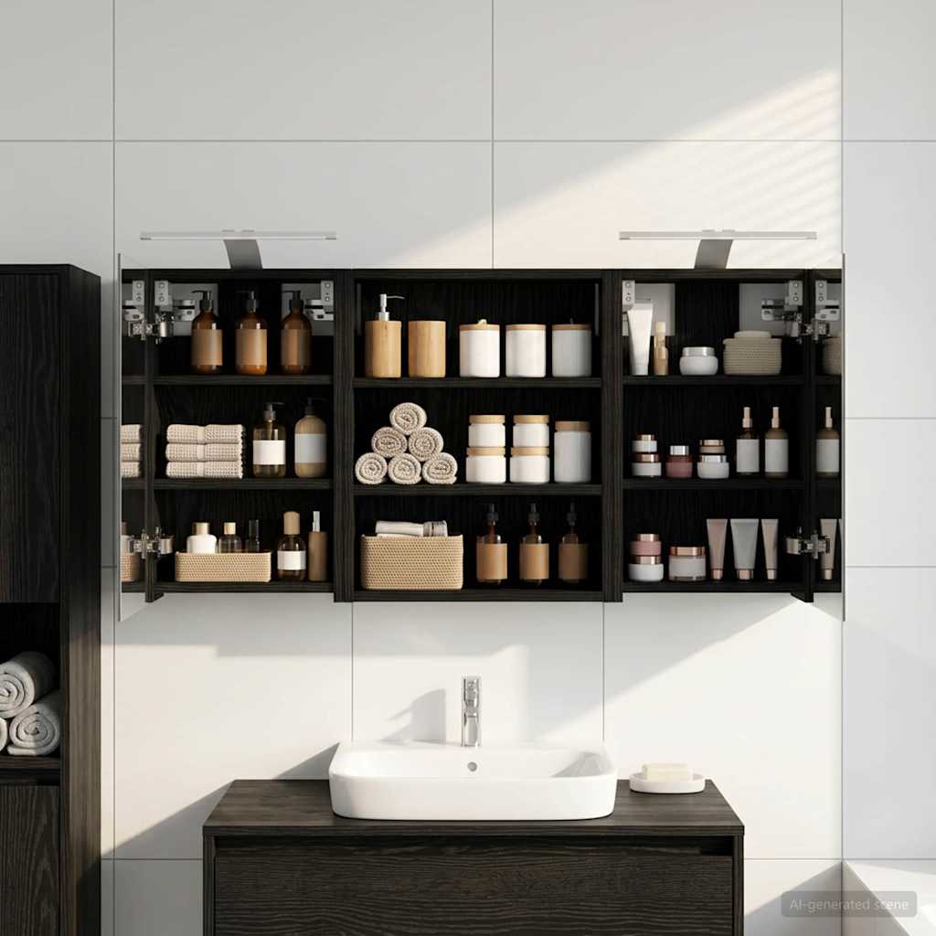 Badezimmerschrank-Set 3 pcs 100 x 10,5 x 50 cm Holzwerkstoff