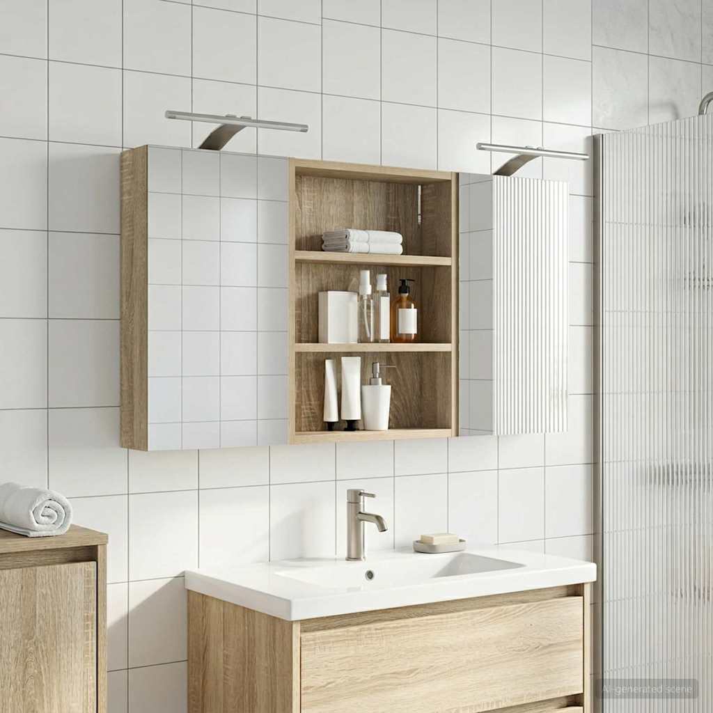 Badezimmerschrank-Set 3 pcs 100 x 10,5 x 50 cm Holzwerkstoff