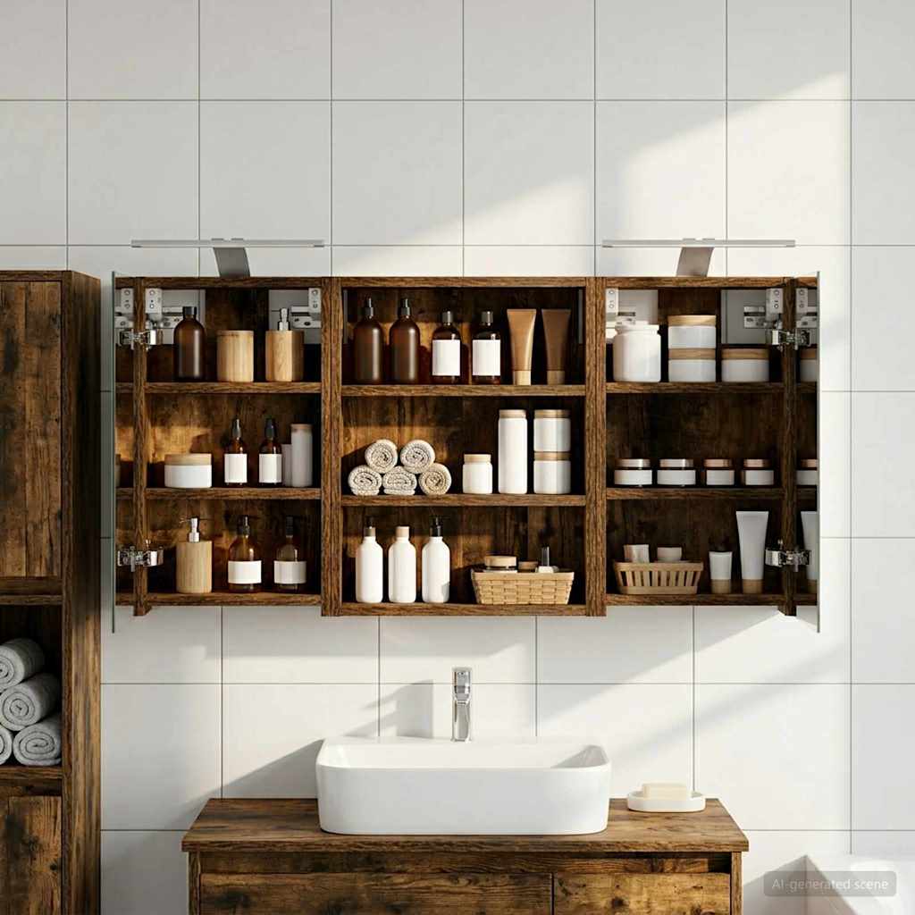 Badezimmerschrank-Set 3 pcs 100 x 10,5 x 50 cm Holzwerkstoff