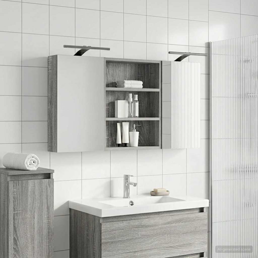 Badezimmerschrank-Set 3 pcs 100 x 10,5 x 50 cm Holzwerkstoff