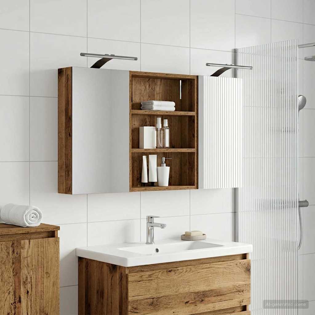 Badezimmerschrank-Set 3 pcs 100 x 10,5 x 50 cm Holzwerkstoff
