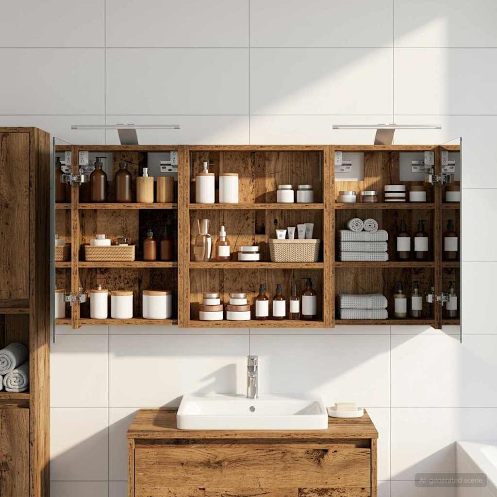 Badezimmerschrank-Set 3 pcs 100 x 10,5 x 50 cm Holzwerkstoff