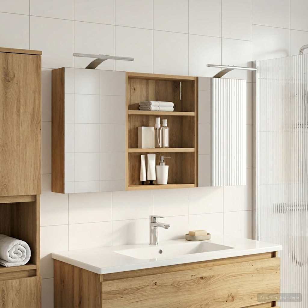 Badezimmerschrank-Set 3 pcs 100 x 10,5 x 50 cm Holzwerkstoff