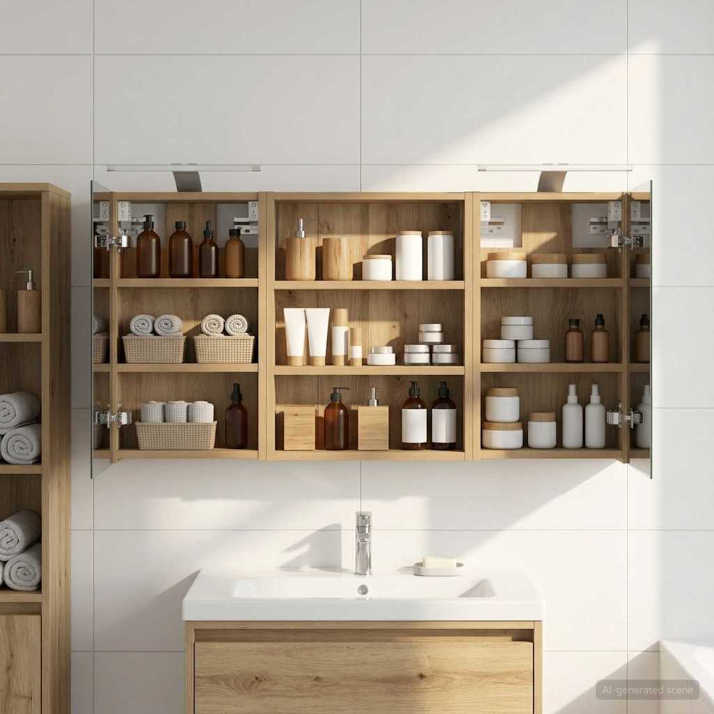 Badezimmerschrank-Set 3 pcs 100 x 10,5 x 50 cm Holzwerkstoff