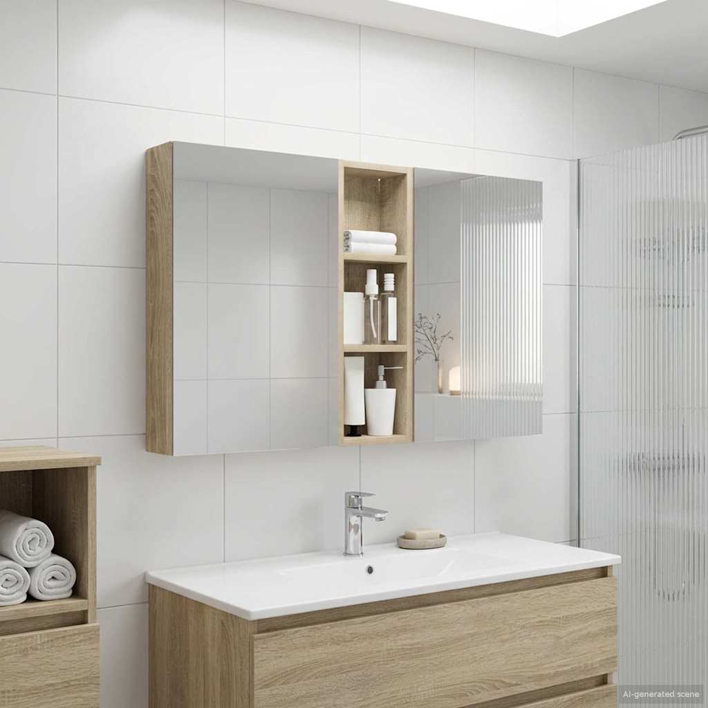 Badezimmerschrank-Set 3 pcs 100 x 10,5 x 60,5 cm Holzwerkstoff