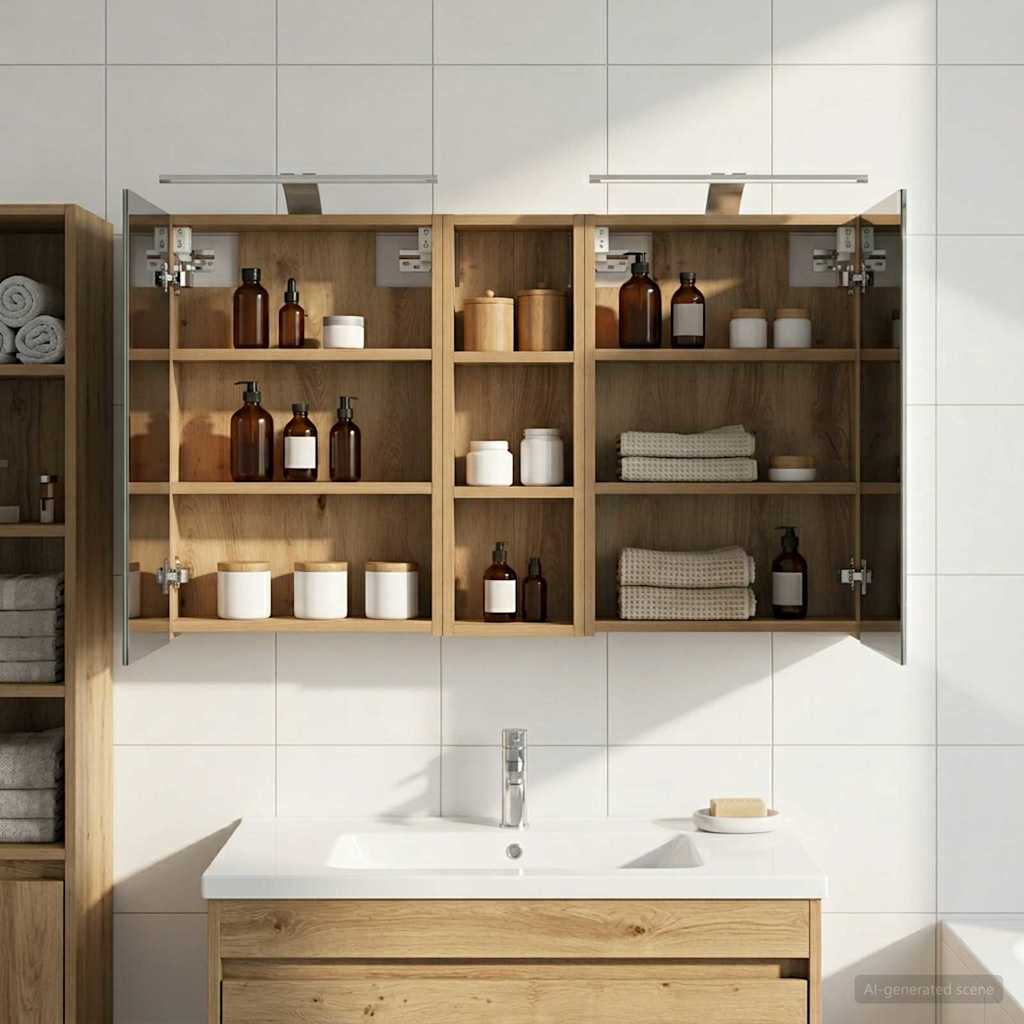 Badezimmerschrank-Set 3 pcs 100 x 10,5 x 60,5 cm Holzwerkstoff