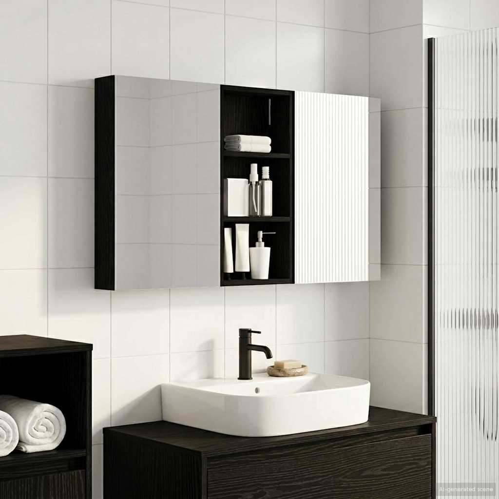 Badezimmerschrank-Set 3 pcs 110 x 10,5 x 60,5 cm Holzwerkstoff